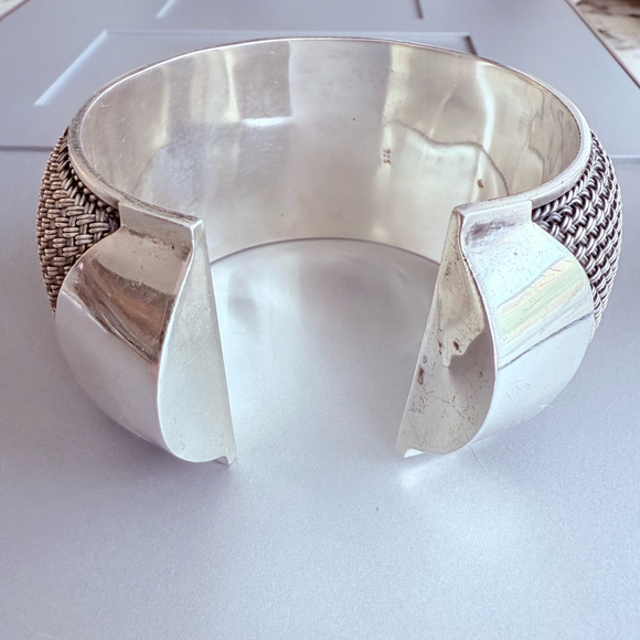 MASSIVE ARTISAN DOME BASKET WEAVE STERLING SILVER BEHNAM CUFF BRACELET 117g - Picture 5 of 13
